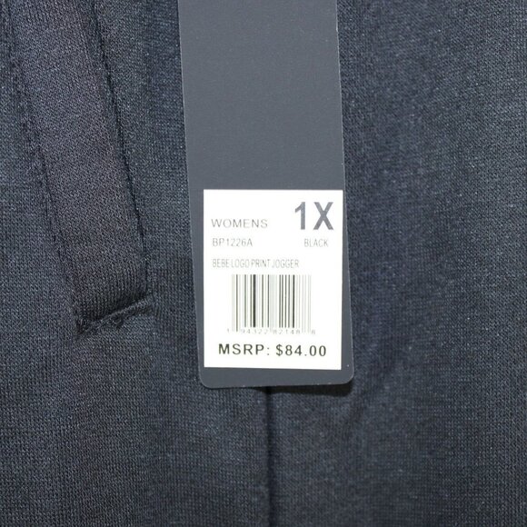 Bebe Sport Women's black jogger sweat pants with spell out size 1X (NWT) - Picture 8 of 11